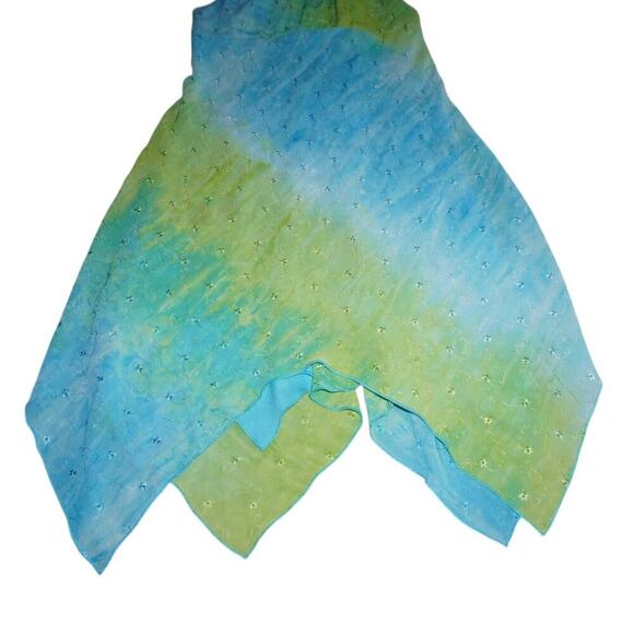 Hype Kids Green Blue Ombré Fairy Dress Size 8 Y2K Handkerchief Hem Shimmery - Picture 4 of 7